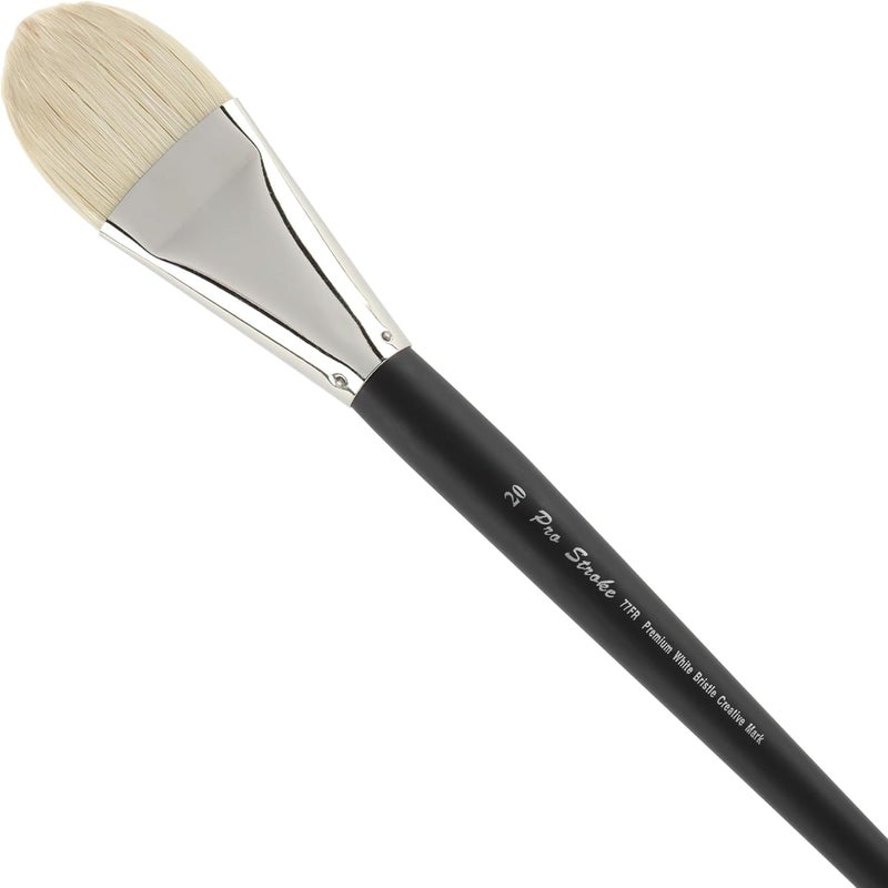 Creative Mark Pro Stroke Premium White Chungking Hog Bristle Artist Paint Brush - Filbert # 20 - Natural Bristle Brush w/Great Control Suitable for Oils, Watercolors, Acrylics, Alkyds, Caseins - Image 1